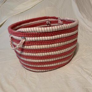 cloth rope flimsy basket in pink & white stripe